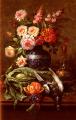flowers in painting - Nature Morte Aux Fleurs Et A Lorange :: Modeste Carlier