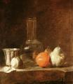 Still-lives with fruit - Still Life with Carafe, Silver Goblet and Fruit :: Jean-Baptiste-Simeon Chardin