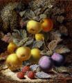 Still-lives with fruit - Still Life with Apples, Plums and Raspberries on a Mossy Bank :: Oliver Clare 