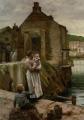 Woman and child in painting and art - On The Quay Newlyn :: Walter Langley