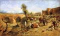 scenes of Oriental life (Orientalism) in art and painting - Arrival of a Caravan Outside The City of Morocco :: Edwin Lord Weeks