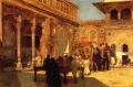 Oriental architecture - Elephants and Figures in a Courtyard, Fort Agra :: Edwin Lord Weeks
