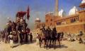 History painting - Great Mogul And His Court Returning From The Great Mosque At Delhi, India :: Edwin Lord Weeks