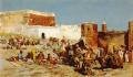Street and market genre scenes - Open Market, Morocco :: Edwin Lord Weeks