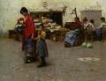 Street and market genre scenes - Day at the Market :: Albert Chevallier Tayler