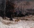 winter landscapes - Roebucks in the snow :: Gustave Courbet