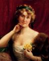 Young beauties portraits in art and painting - An Elegant Lady With A Yellow Rose :: Emile Vernon