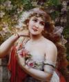 Young beauties portraits in art and painting - Young Lady With Roses :: Emile Vernon