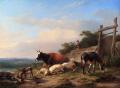 Village life - A Farmer Tending His Animals :: Eugene Verboeckhoven