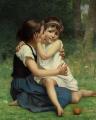 Portraits of young girls in art and painting -  Sisterly Love :: Francois Alfred Delobbe