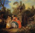Picnic - A Lady and Gentleman Taking Coffee with Children in a Garden :: Nicolas Lancret
