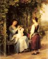 Woman and child in painting and art - Tickling the Baby :: Fritz Zuber-Buhler