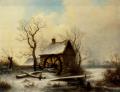 winter landscapes - The mill in winter :: George Augustsus Williams