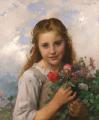 Young beauties portraits in art and painting - Little girl with a bouquet of flowers  :: Leon Bazile Perrault
