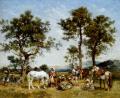 Horses in art - Setting up camp :: Georges Washington