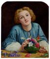 Young beauties portraits in art and painting - A Young Girl Arranging A Bouquet :: Henry Wallis
