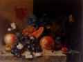 Still-lives with fruit - Still Life Of Fruit And Nuts With A Wine Glass All Resting On A Ledge :: Johann Amandus Wink