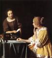 3 women portraits 17th century hall - Lady with Her Maidservant Holding a Letter :: Johannes Vermeer