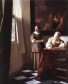 3 women portraits 17th century hall - Lady Writing a Letter with Her Maid :: Johannes Vermeer