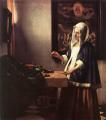 3 women portraits 17th century hall - Woman Holding a Balance :: Johannes Vermeer