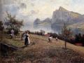 River landscapes - Harvesters By The Chiemsee :: Joseph Wopfner