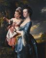 Woman and child in painting and art - Portrait of Sarah Carver and her daughter Sarah :: Joseph Wright of Derby