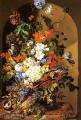 flowers in painting - A Still Life with Flowers and Grapes :: Leopold Zinnogger