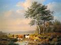 Summer landscapes and gardens - An Extensive Landscape with Cattle Watering :: Louis Pierre Verwee