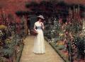 Summer landscapes and gardens - Lady in a Garden :: Edmund Blair Leighton