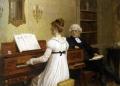 Romantic scenes in art and painting - The Piano Lesson :: Edmund Blair Leighton