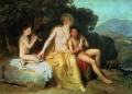 nu art in mythology painting - Apollo, Hyacinthus and Cyparissus Singing and Playing Music :: Alexander Ivanov
