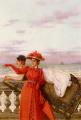 Romantic scenes in art and painting - Looking Out To Sea :: Vittorio Matteo Corcos