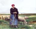 Village life - A Shepherdess with her flock :: Julien Dupre