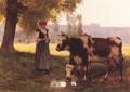 Village life - The shepherdess of cows :: Julien Dupre 