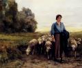 Village life - Shepherdess With Her Flock :: Julien Dupre 