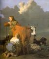 Village life - Woman Milking a Red Cow :: Karel Dujardin