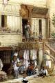 Village life - A La Bastille Watercolor :: Myles Birket Foster