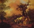Village life - Landscape with a Woodcutter and Milkmaid :: Thomas Gainsborough