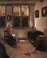 Interiors in art and painting - Reading Woman :: Pieter Janssens Elinga