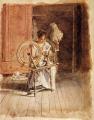 Interiors in art and painting - Spinning :: Thomas Eakins 