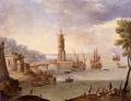 Architecture - Harbour Scene With Ships By A Fortification :: Orazio Grevenbroeck