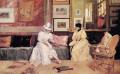 Interiors in art and painting - A Friendly Call ::  William Merritt Chase             