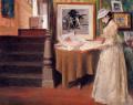 Interiors in art and painting - Interior, Young Woman at a Table :: William Merritt Chase