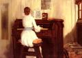 Interiors in art and painting - Mrs. Meigs at the Piano Organ :: William Merritt Chase