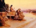 scenes of Oriental life (Orientalism) in art and painting - Elegant Arab Ladies on a Terrace at Sunset  :: Rudolf Ernst