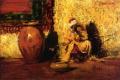 scenes of Oriental life (Orientalism) in art and painting -  Seated Figure :: William Merritt Chase