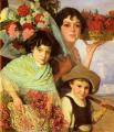 Children's portrait in art and painting - Flower Gatherers :: Edouard Ferrer-Comas
