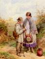 Children's portrait in art and painting - The Posy :: Myles Birket Foster, R.W.S.