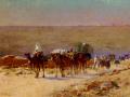 scenes of Oriental life (Orientalism) in art and painting - The Caravan In The Desert :: Alexis Auguste Delahogue