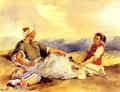 scenes of Oriental life (Orientalism) in art and painting - Two Moroccans Seated In The Countryside :: Eug&#1080;ne Delacroix 